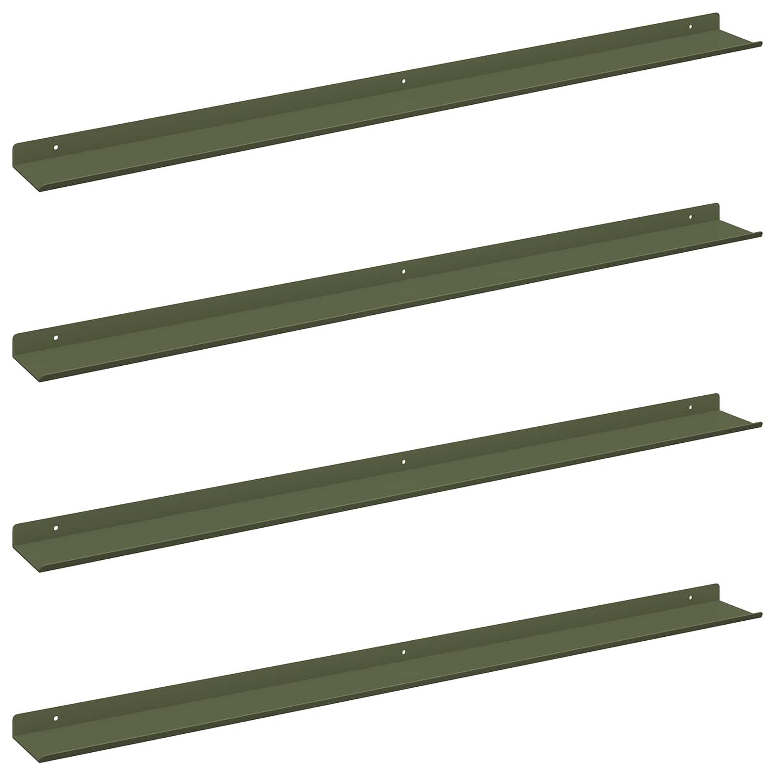Wandplank met plank 4 pcs Olijf Groen 100 x 9 x 2,5 cm