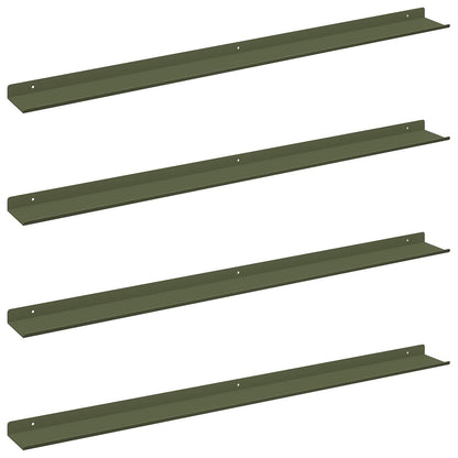 Wandplank met plank 4 pcs Olijf Groen 100 x 9 x 2,5 cm
