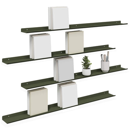 Wandplank met plank 4 pcs Olijf Groen 100 x 9 x 2,5 cm