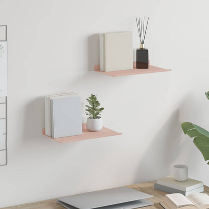 Wandplank met plank Wandgemonteerd 2 pcs Roze 30 x 18 x 2,5 cm