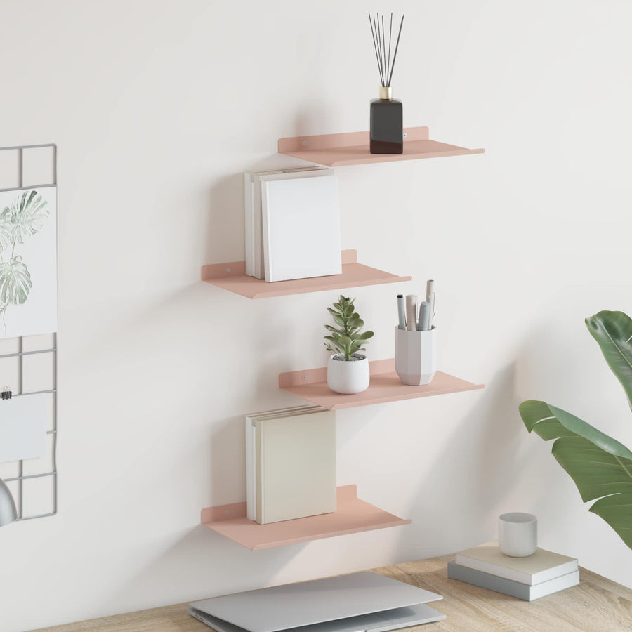 Wandplank met plank Wandgemonteerd 4 pcs Roze 30 x 18 x 2,5 cm