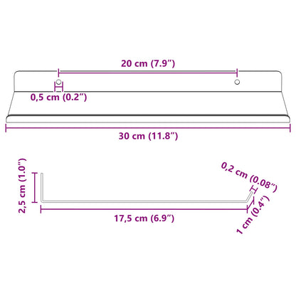 Wandplank met plank Wandgemonteerd 4 pcs Roze 30 x 18 x 2,5 cm