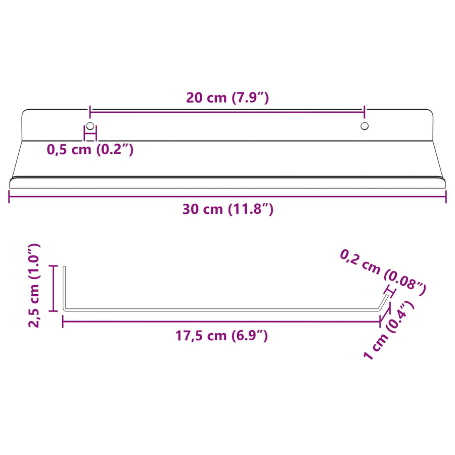 Wandplank met plank Wandgemonteerd 4 pcs Roze 30 x 18 x 2,5 cm