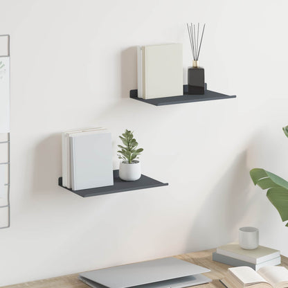 Wandplank met plank met opslag 2 pcs Antraciet 30 x 18 x 2,5 cm