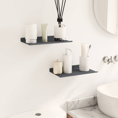 Wandplank met plank met opslag 2 pcs Antraciet 30 x 18 x 2,5 cm