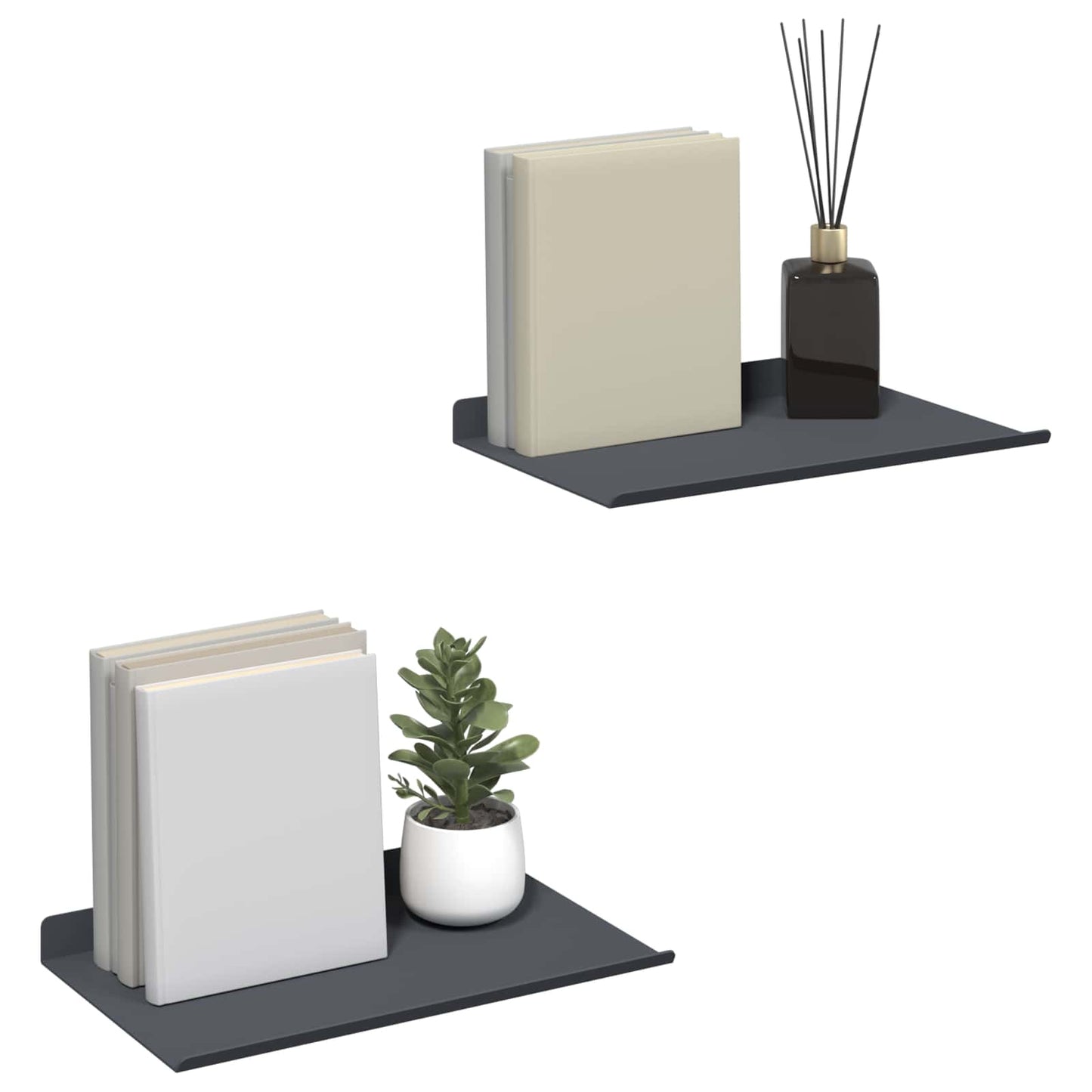 Wandplank met plank met opslag 2 pcs Antraciet 30 x 18 x 2,5 cm