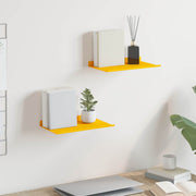 Wandplank 30x18x2.5 cm staal mosterdgeel set van 2