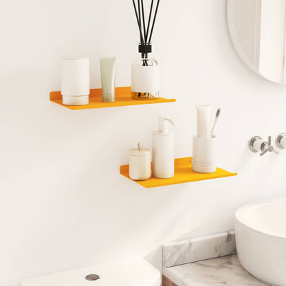 Wandplank met plank 2 pcs Mosterdgeel 30 x 18 x 2,5 cm