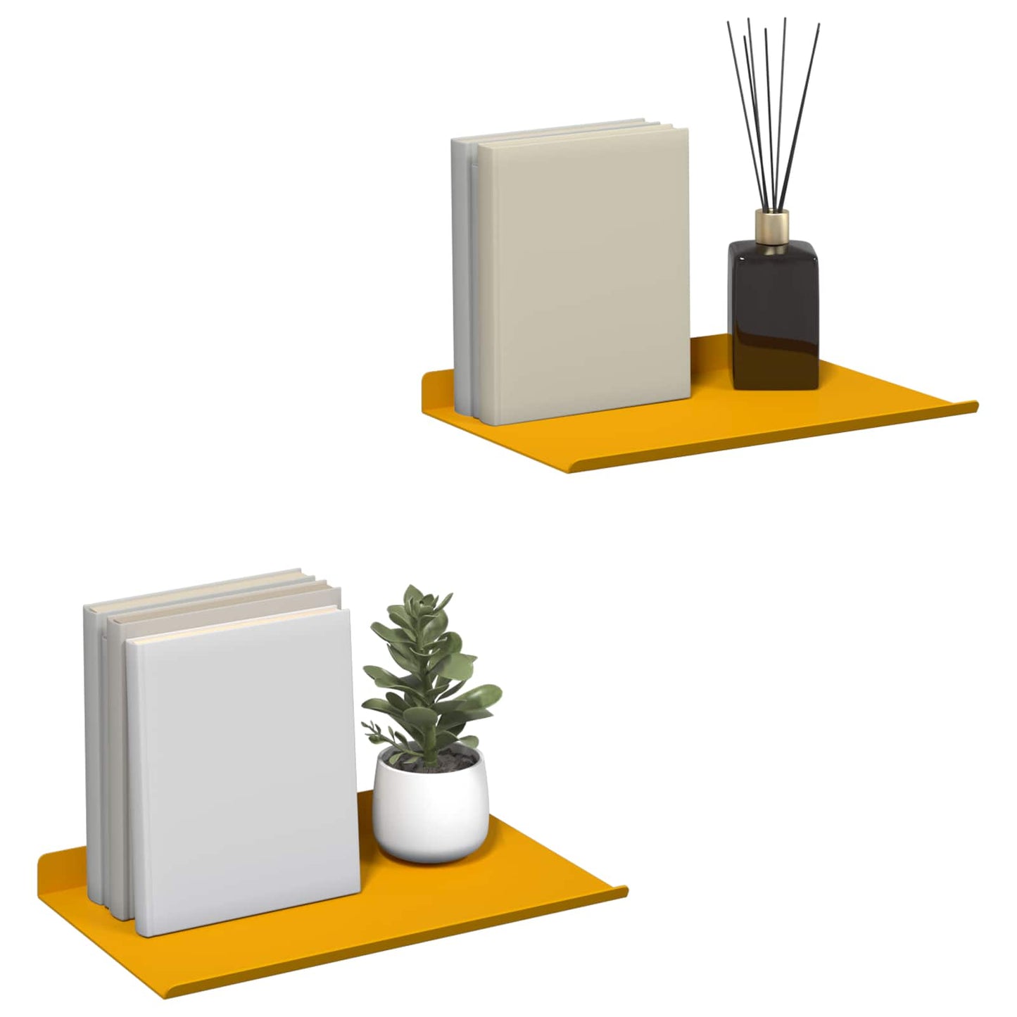 Wandplank met plank 2 pcs Mosterdgeel 30 x 18 x 2,5 cm