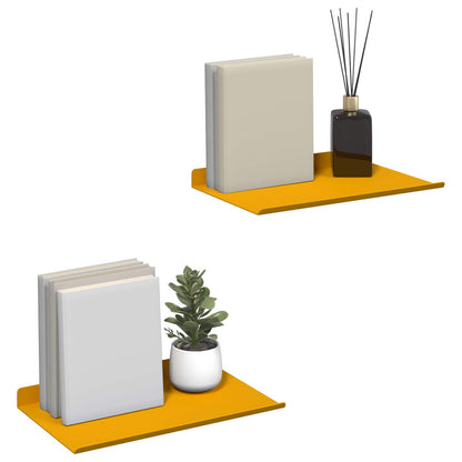 Wandplank met plank 2 pcs Mosterdgeel 30 x 18 x 2,5 cm
