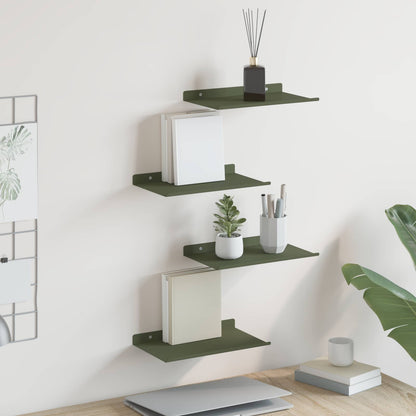 Wandplank met plank 4 pcs Olijf Groen 30 x 18 x 2,5 cm
