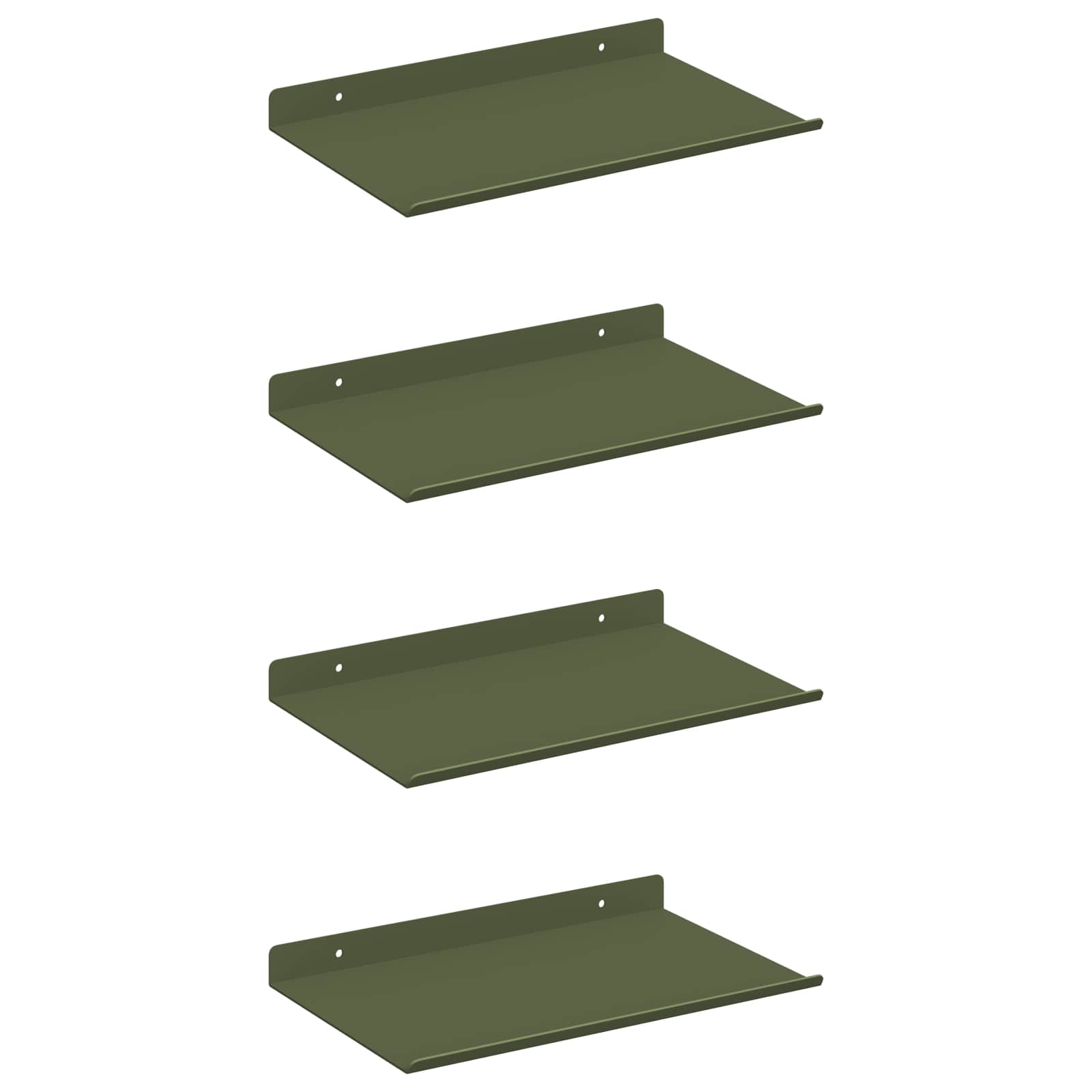 Wandplank met plank 4 pcs Olijf Groen 30 x 18 x 2,5 cm