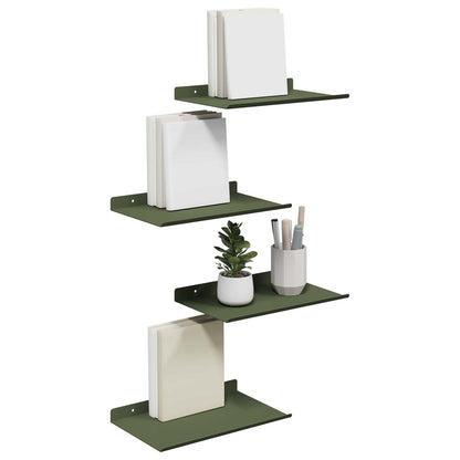 Wandplank met plank 4 pcs Olijf Groen 30 x 18 x 2,5 cm