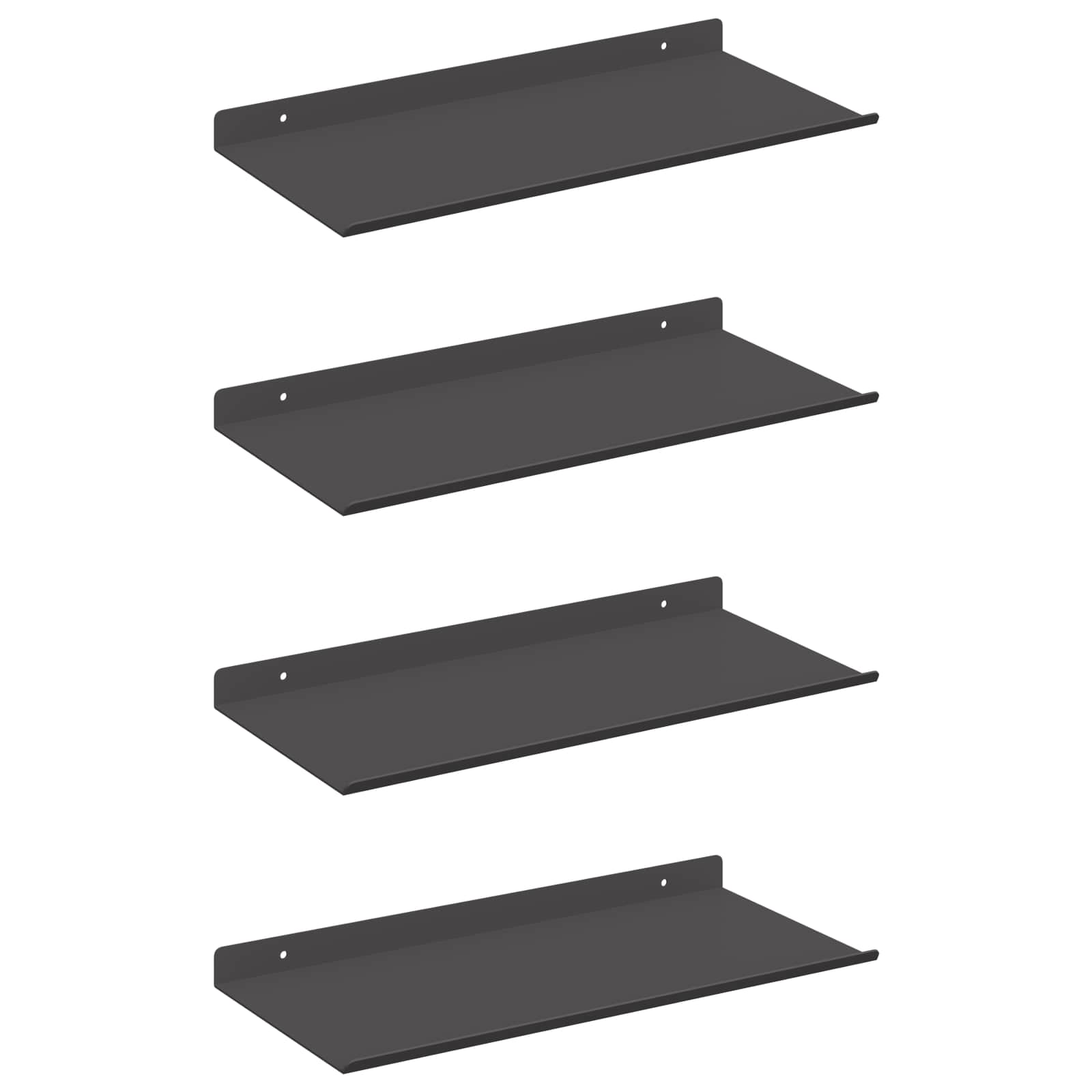 Wandplank met plank Wandgemonteerd 4 pcs Zwart 40 x 18 x 2,5 cm