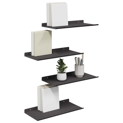 Wandplank met plank Wandgemonteerd 4 pcs Zwart 40 x 18 x 2,5 cm