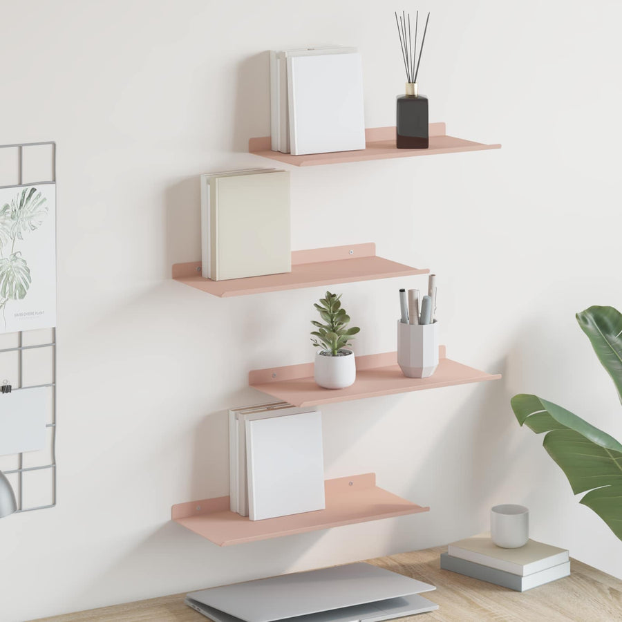 Wandplank met plank Wandgemonteerd 4 pcs Roze 40 x 18 x 2,5 cm
