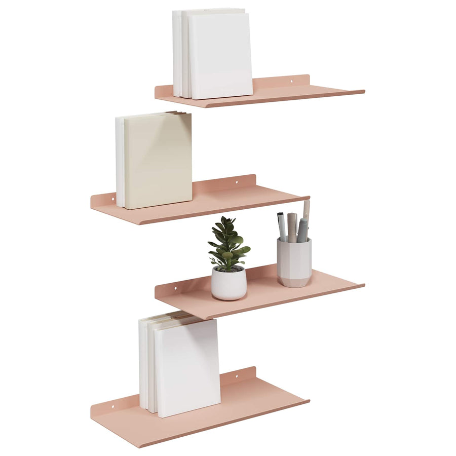 Wandplank met plank Wandgemonteerd 4 pcs Roze 40 x 18 x 2,5 cm