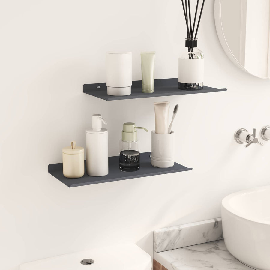 Wandplank met plank met opslag 2 pcs Antraciet 40 x 18 x 2,5 cm