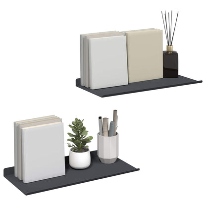 Wandplank met plank met opslag 2 pcs Antraciet 40 x 18 x 2,5 cm