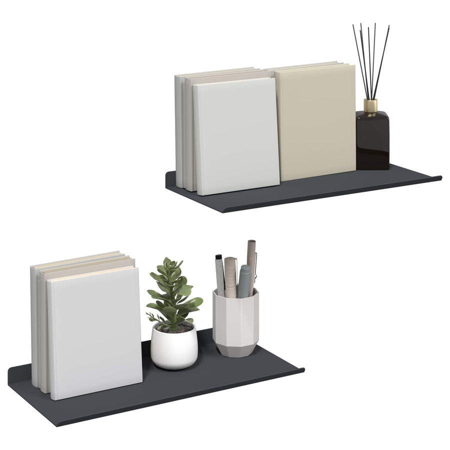 Wandplank met plank met opslag 2 pcs Antraciet 40 x 18 x 2,5 cm