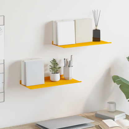 Wandplank met plank 2 pcs Mosterdgeel 40 x 18 x 2,5 cm