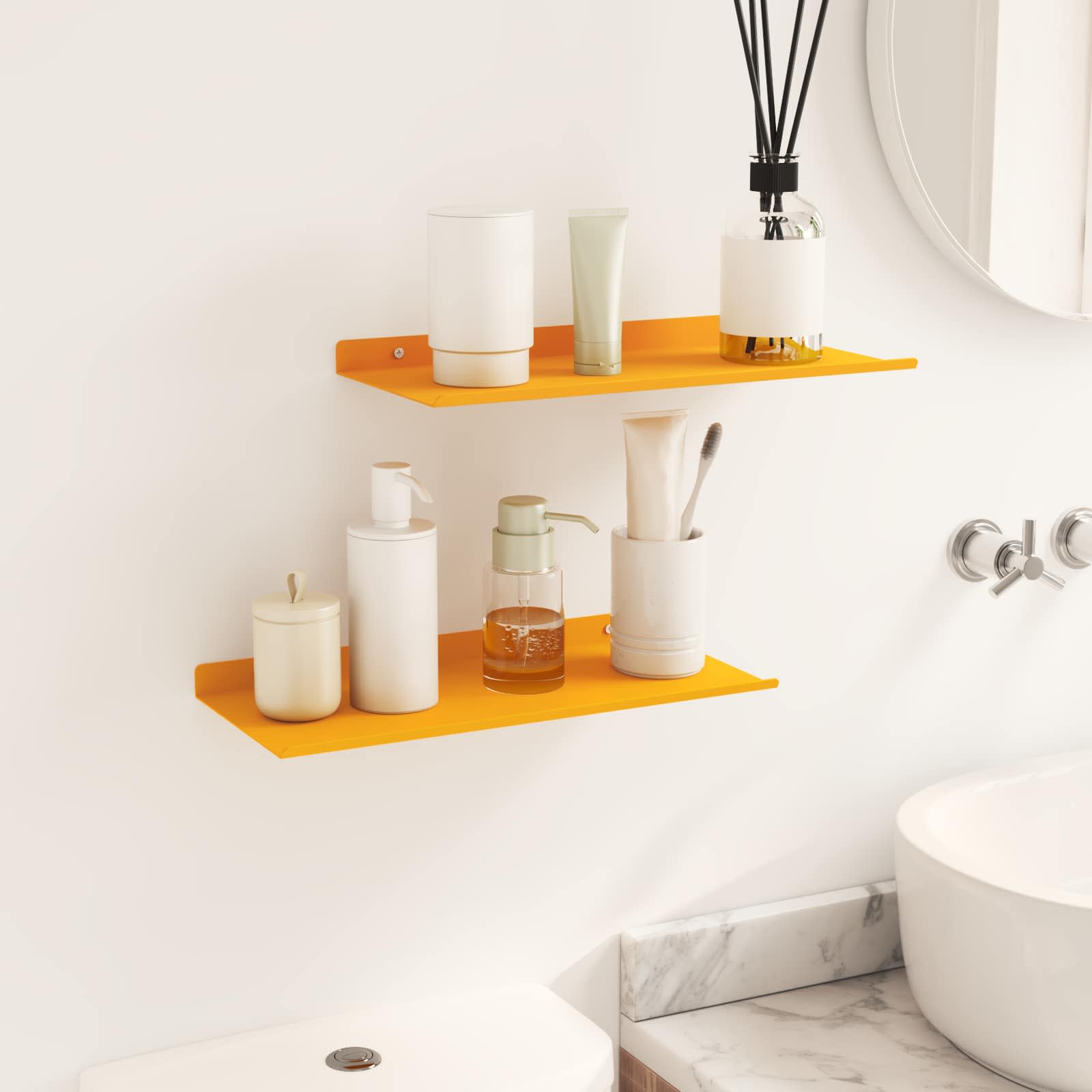 Wandplank met plank 2 pcs Mosterdgeel 40 x 18 x 2,5 cm