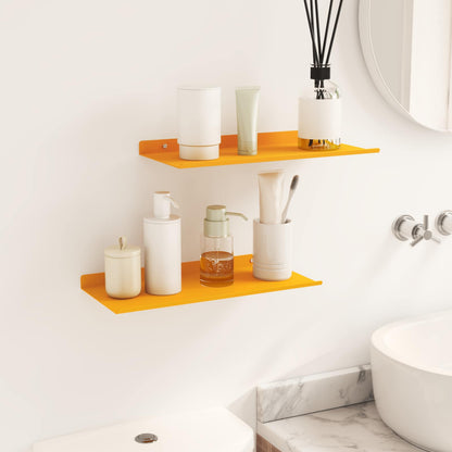 Wandplank met plank 2 pcs Mosterdgeel 40 x 18 x 2,5 cm