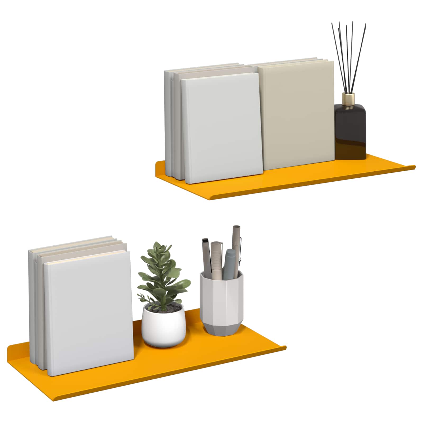 Wandplank met plank 2 pcs Mosterdgeel 40 x 18 x 2,5 cm