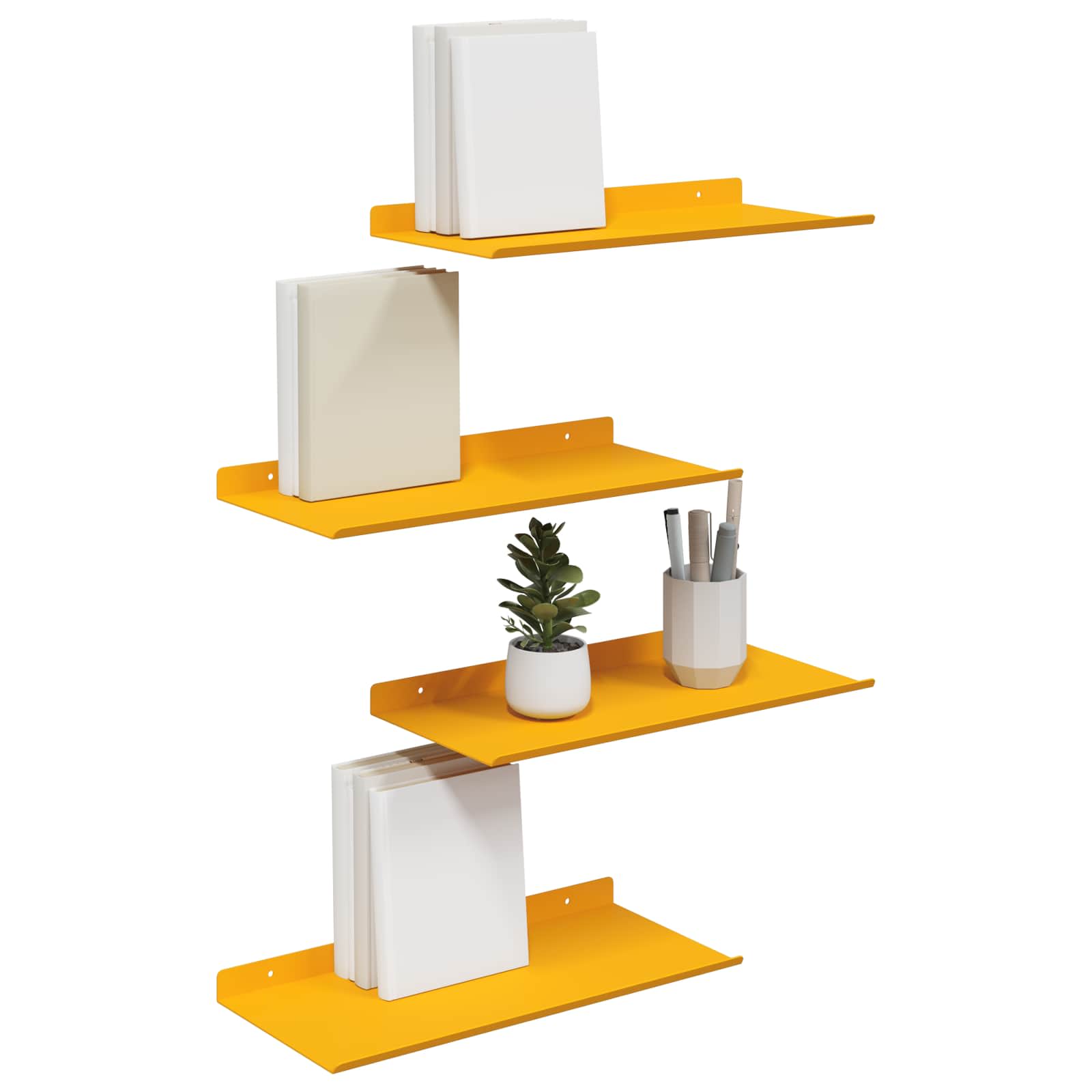 Wandplank met plank 4 pcs Mosterdgeel 40 x 18 x 2,5 cm