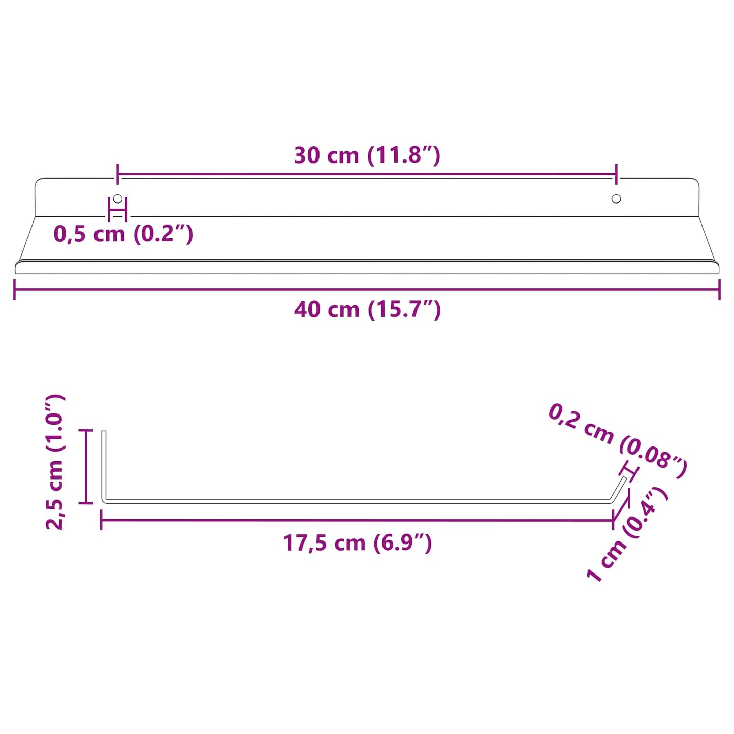 Wandplank met plank 4 pcs Mosterdgeel 40 x 18 x 2,5 cm