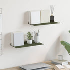 Floating shelf 2 pcs Olive Green 40 x 18 x 2.5 cm Steel