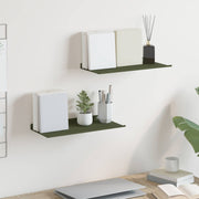 Wandplank 40x18x2,5 cm staal olijfgroen set