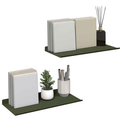 Wandplank met plank 2 pcs Olijf Groen 40 x 18 x 2,5 cm