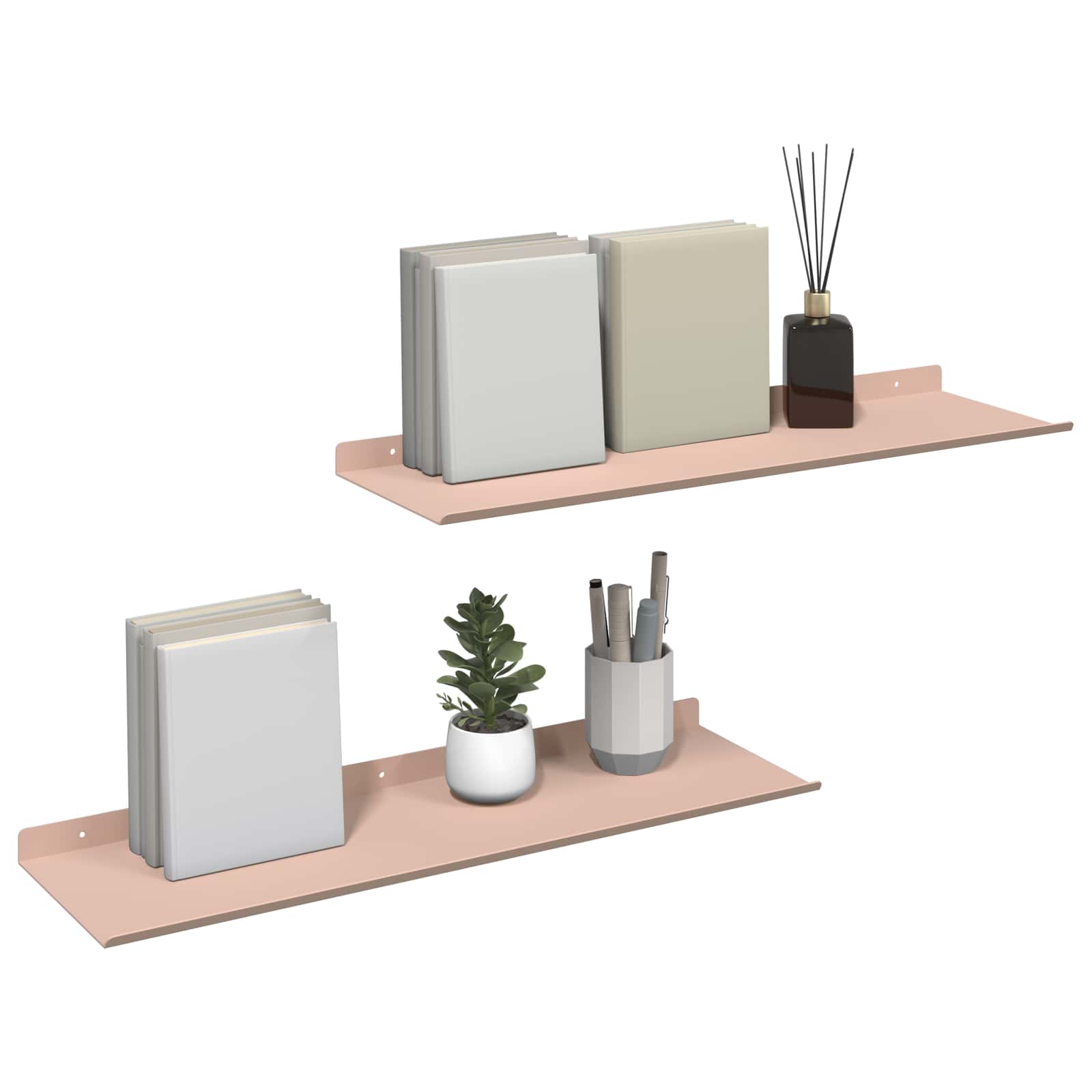Wandplank met plank Wandgemonteerd 2 pcs Roze 60 x 18 x 2,5 cm