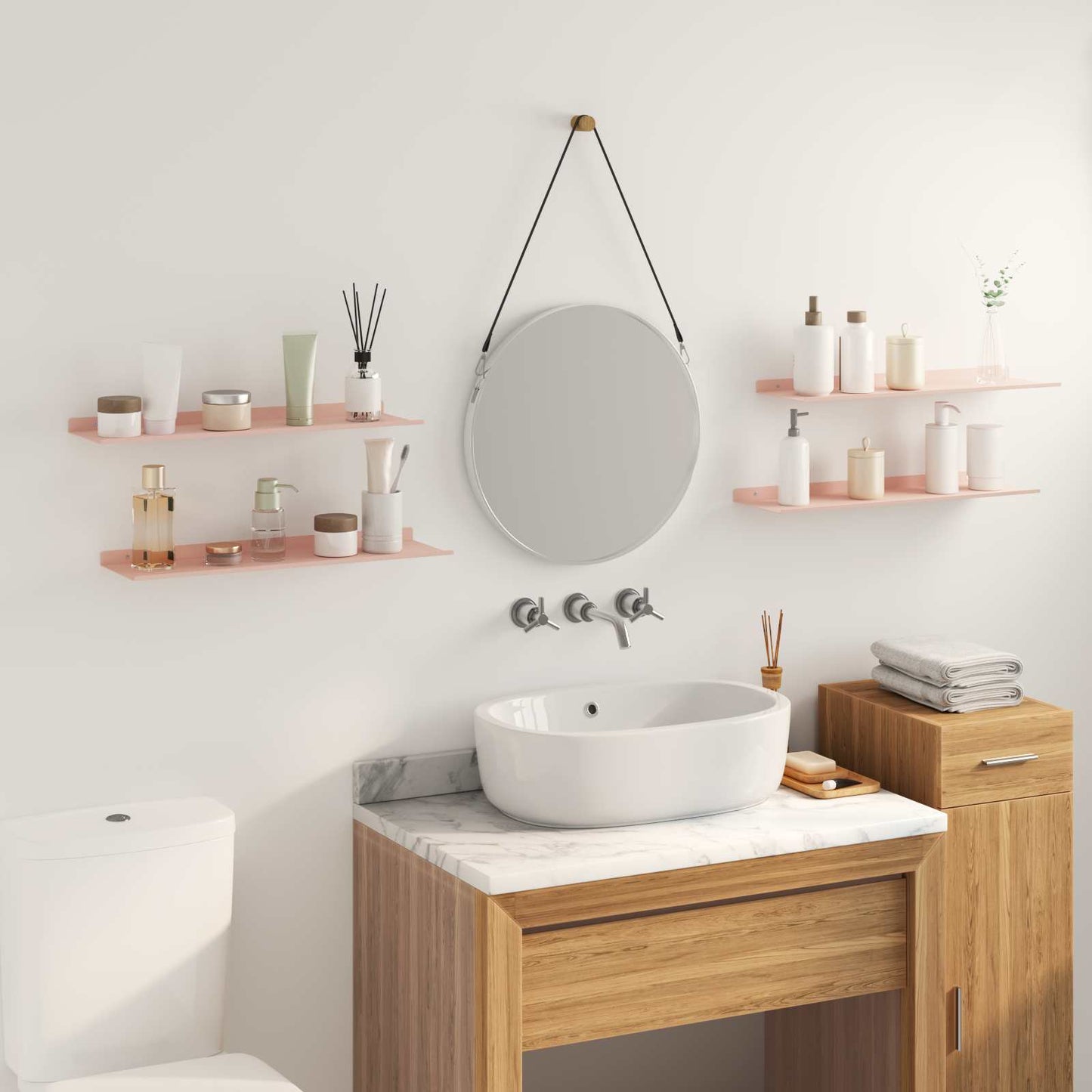Wandplank met plank Wandgemonteerd 4 pcs Roze 60 x 18 x 2,5 cm