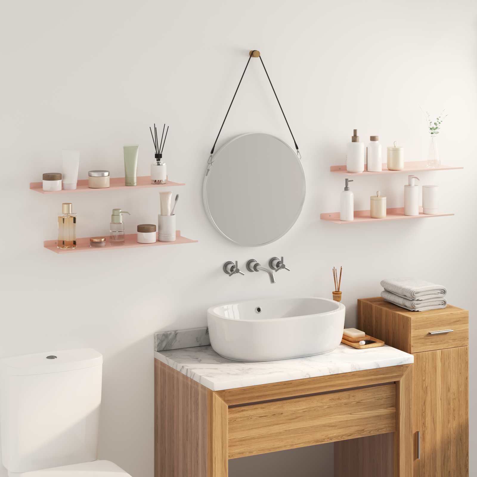 Wandplank met plank Wandgemonteerd 4 pcs Roze 60 x 18 x 2,5 cm