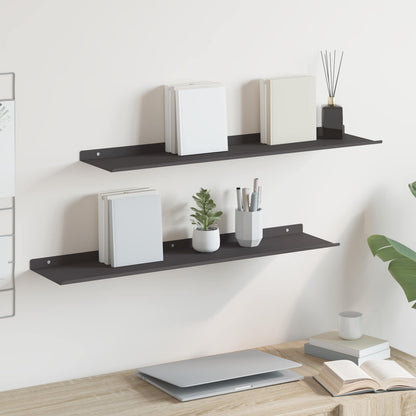 Wandplank met plank Wandgemonteerd 2 pcs Zwart 80 x 18 x 2,5 cm
