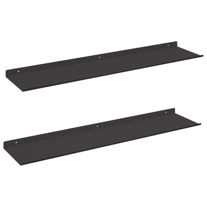 Wandplank met plank Wandgemonteerd 2 pcs Zwart 80 x 18 x 2,5 cm