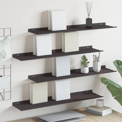 Wandplank met plank Wandgemonteerd 4 pcs Zwart 80 x 18 x 2,5 cm