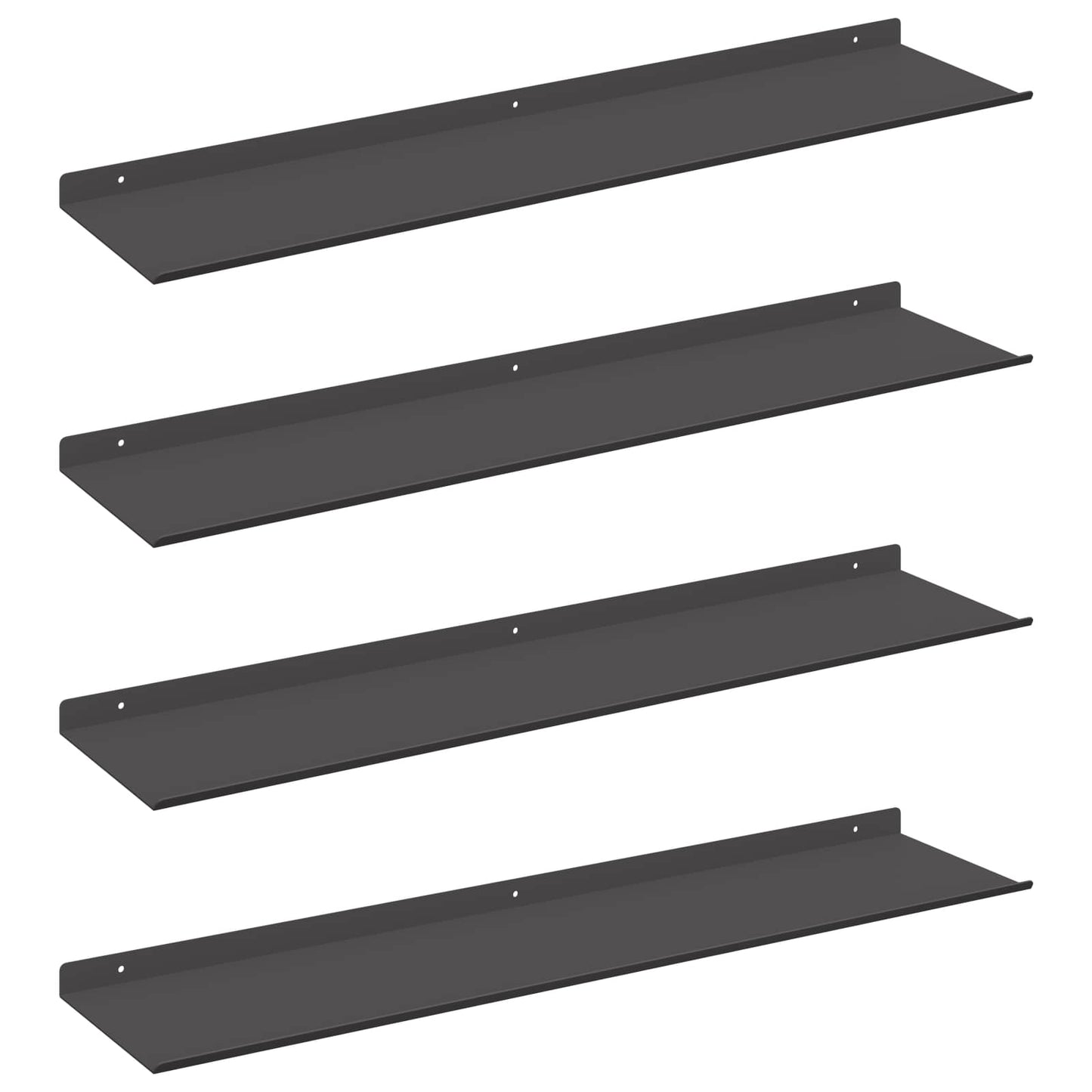 Wandplank met plank Wandgemonteerd 4 pcs Zwart 80 x 18 x 2,5 cm