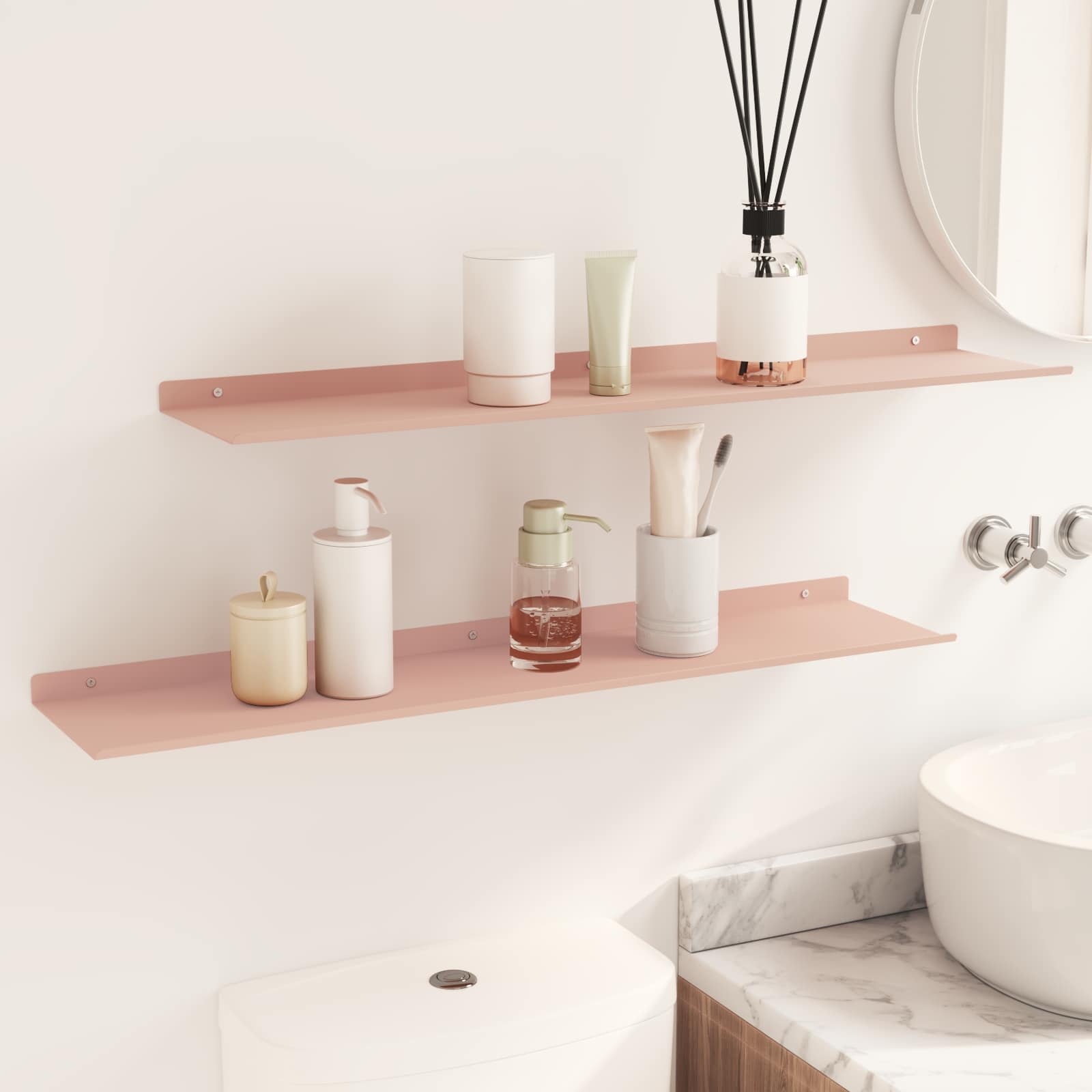 Wandplank met plank Wandgemonteerd 2 pcs Roze 80 x 18 x 2,5 cm