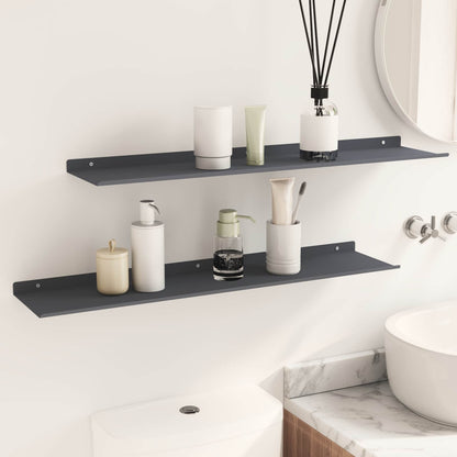 Wandplank met plank met opslag 2 pcs Antraciet 80 x 18 x 2,5 cm