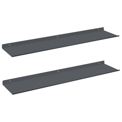 Wandplank met plank met opslag 2 pcs Antraciet 80 x 18 x 2,5 cm
