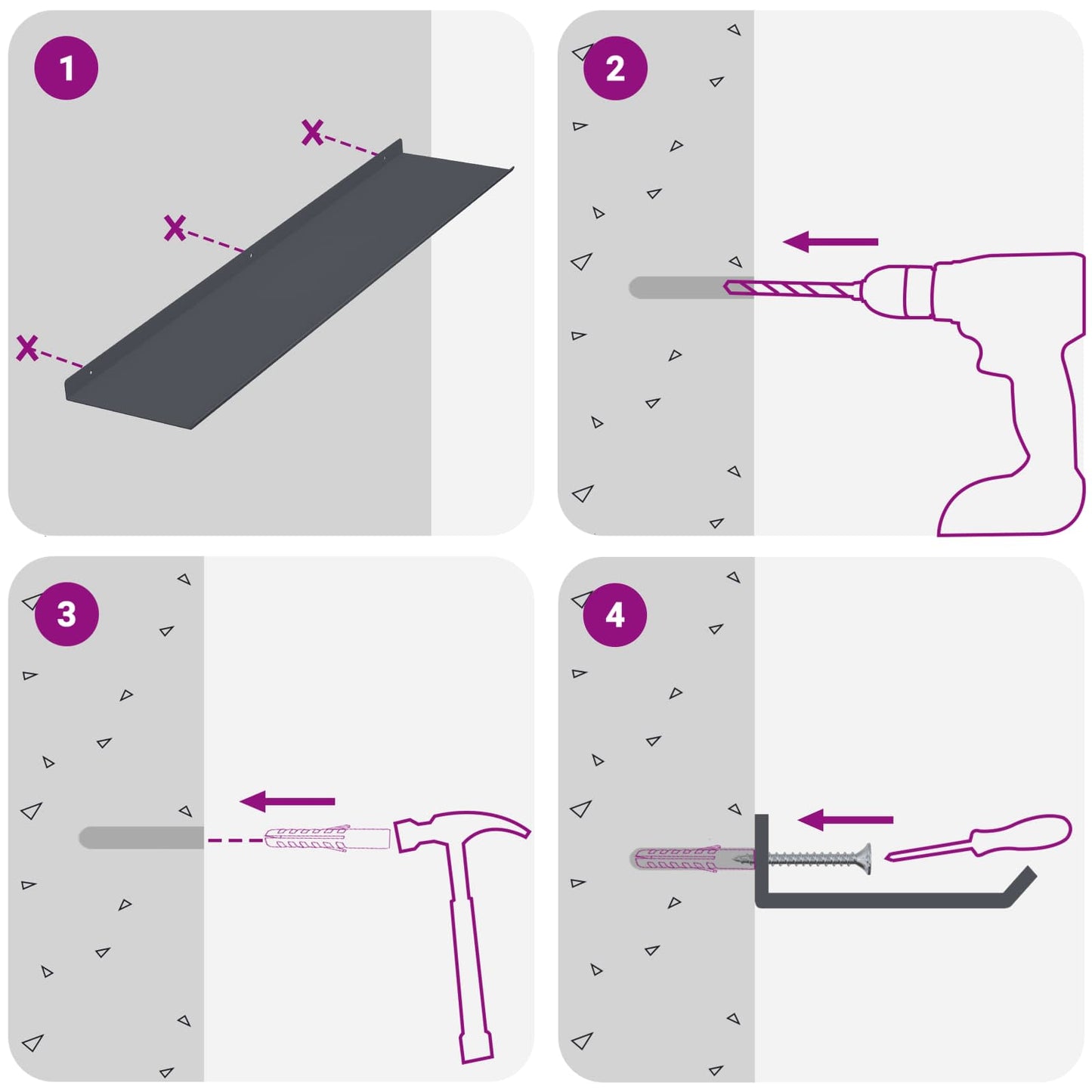 Wandplank met plank met opslag 2 pcs Antraciet 80 x 18 x 2,5 cm