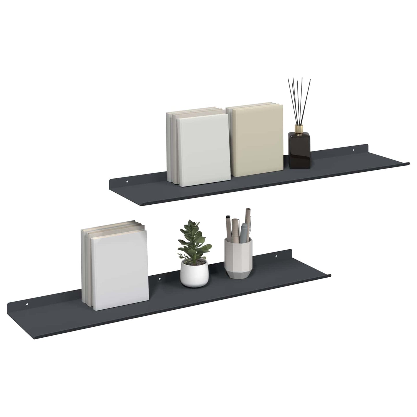 Wandplank met plank met opslag 2 pcs Antraciet 80 x 18 x 2,5 cm