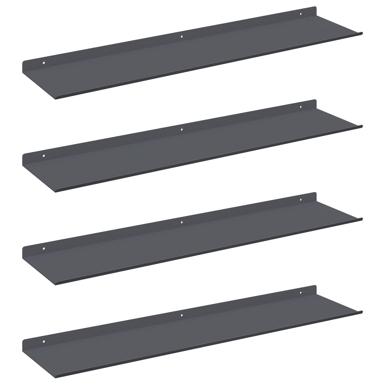 Wandplank met plank met opslag 4 pcs Antraciet 80 x 18 x 2,5 cm