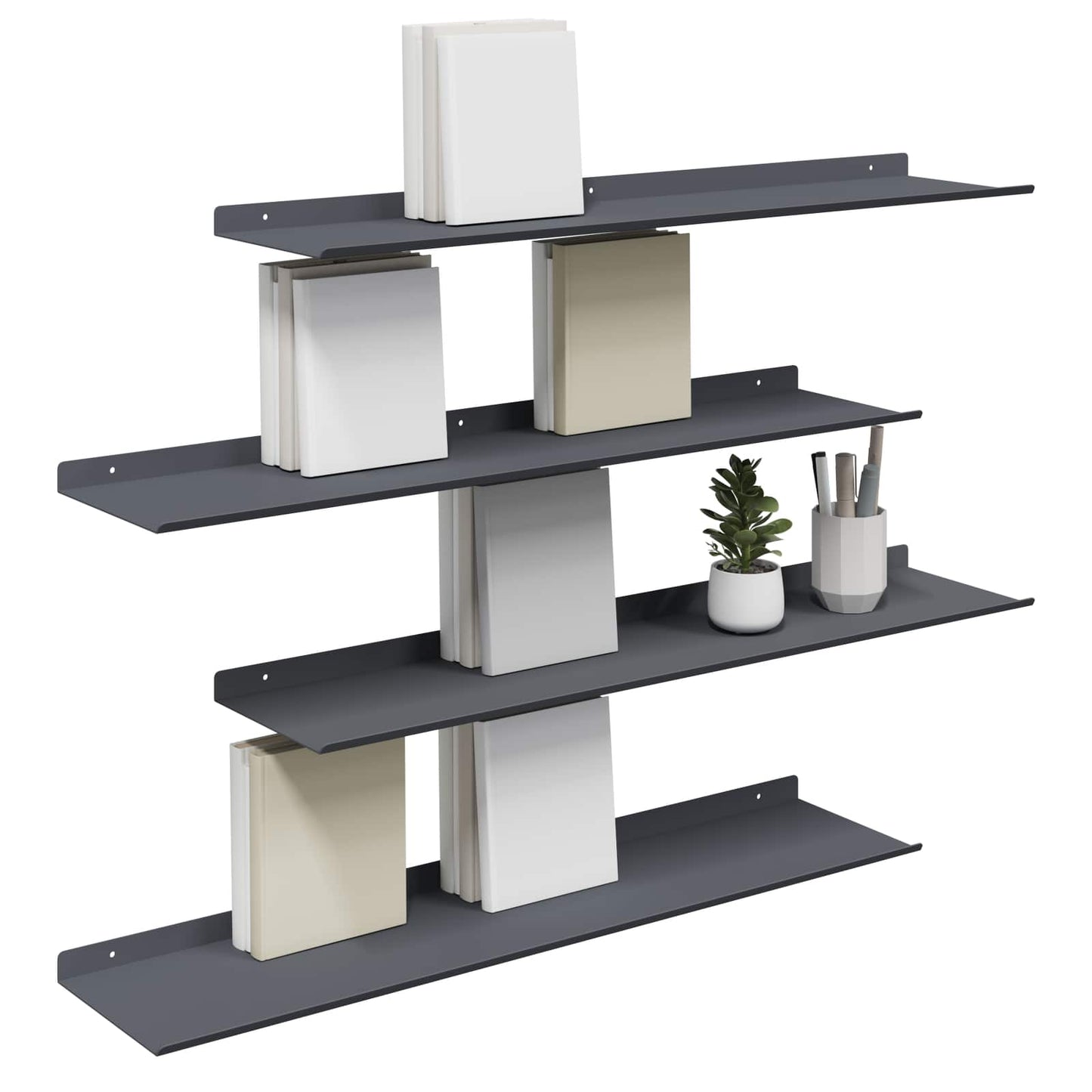 Wandplank met plank met opslag 4 pcs Antraciet 80 x 18 x 2,5 cm