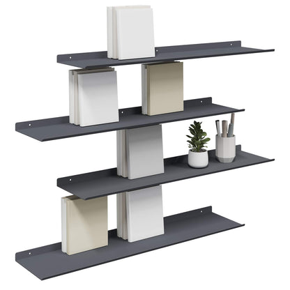 Wandplank met plank met opslag 4 pcs Antraciet 80 x 18 x 2,5 cm