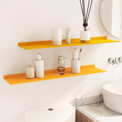 Wandplank met plank 2 pcs Mosterdgeel 80 x 18 x 2,5 cm