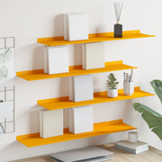Wandplank 4 stuks mosterdgeel 80x18x2,5 cm staal